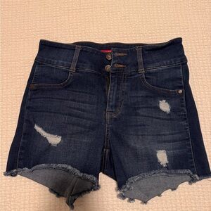 GUESS Dark Indigo Distressed Denim Shorts
